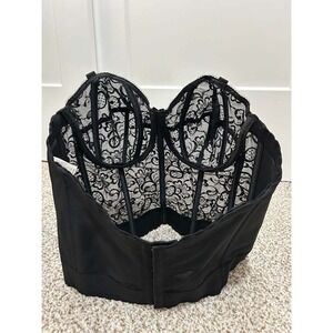 Goddess Black Lace Longline Bra Strapless Bustier GD0689BLK 40B